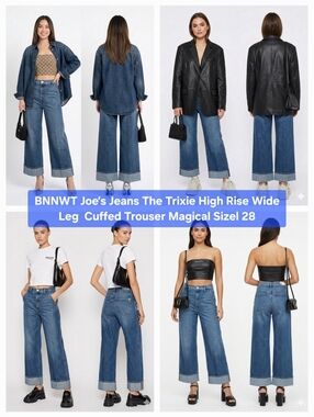 BNNWT Joe’s Jeans The Trixie High Rise Wide Leg  Cuffed Trouser Magical Size 28